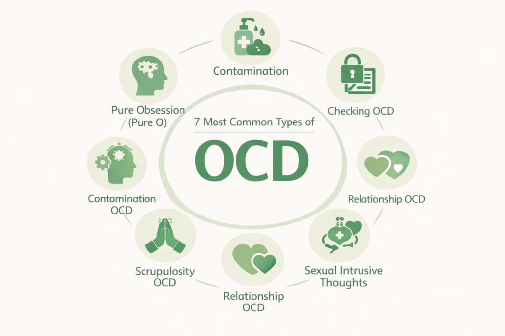 7 most common OCD types infographic